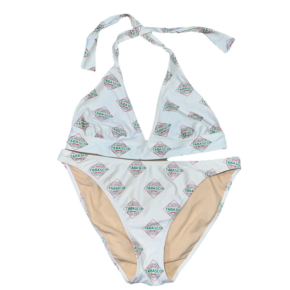 Tabasco Women's Bikini Top And Bottom Size Medium Y2K White